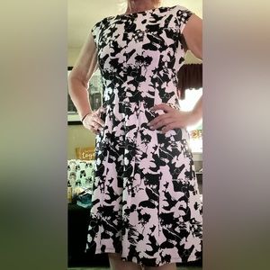 Mid length black and white floral dress
